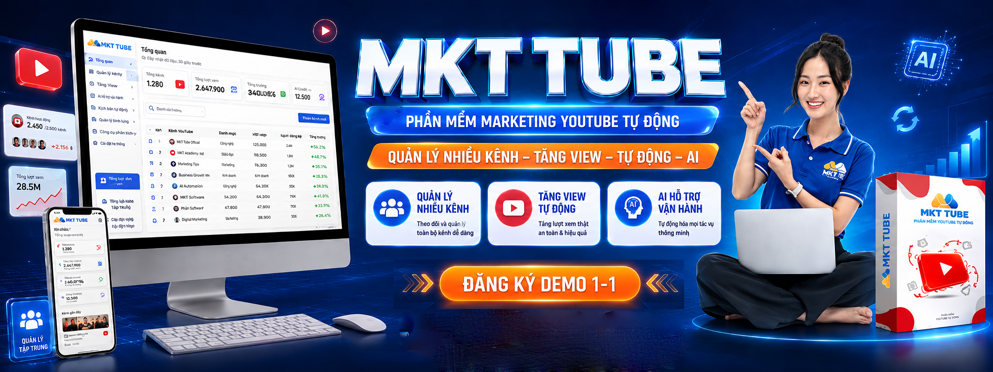 MKT Tube - Phần Mềm Marketing YouTube Tự Động