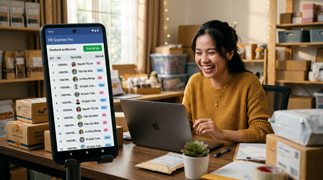 Kết quả quét UID Profile Facebook - Chủ shop online