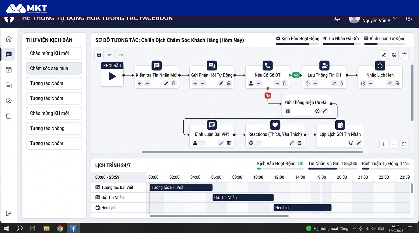 Bình luận và tương tác bài viết livestream MKT Care