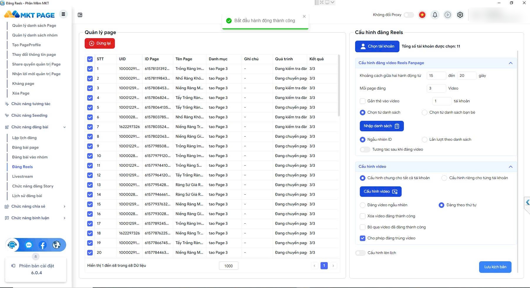 Giao diện Đăng bài & Reels MKT Page