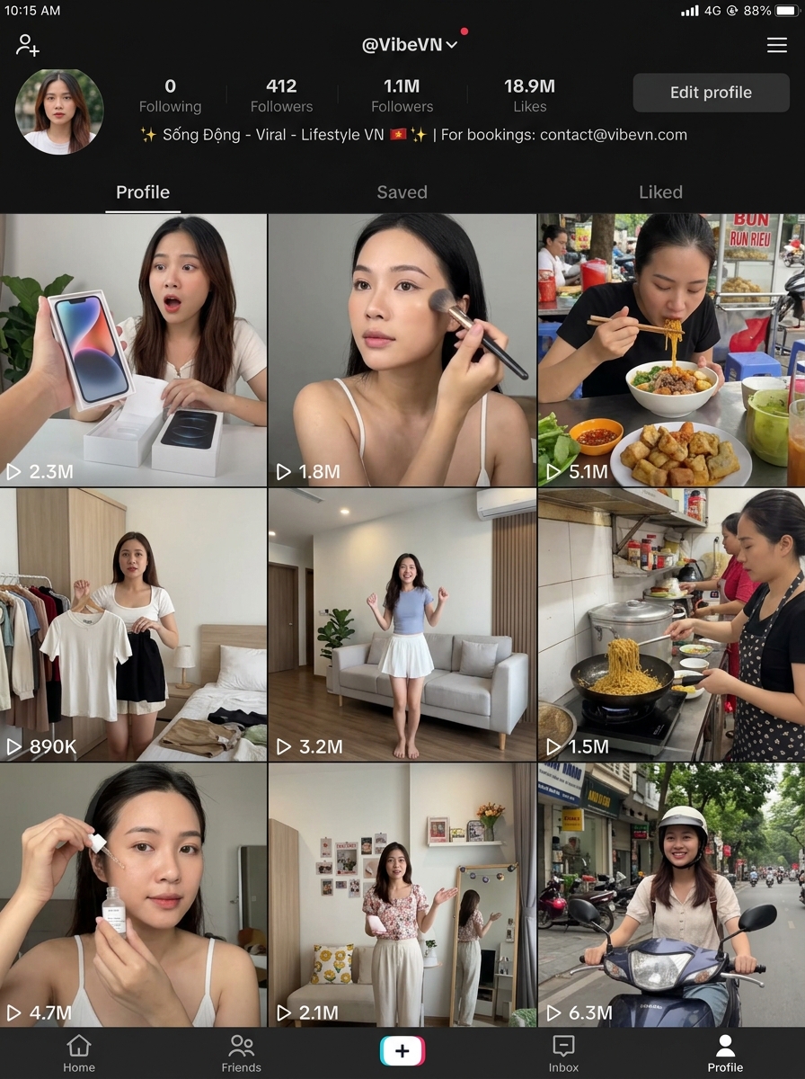 Kho video TikTok triệu view dạng UI dải lớn