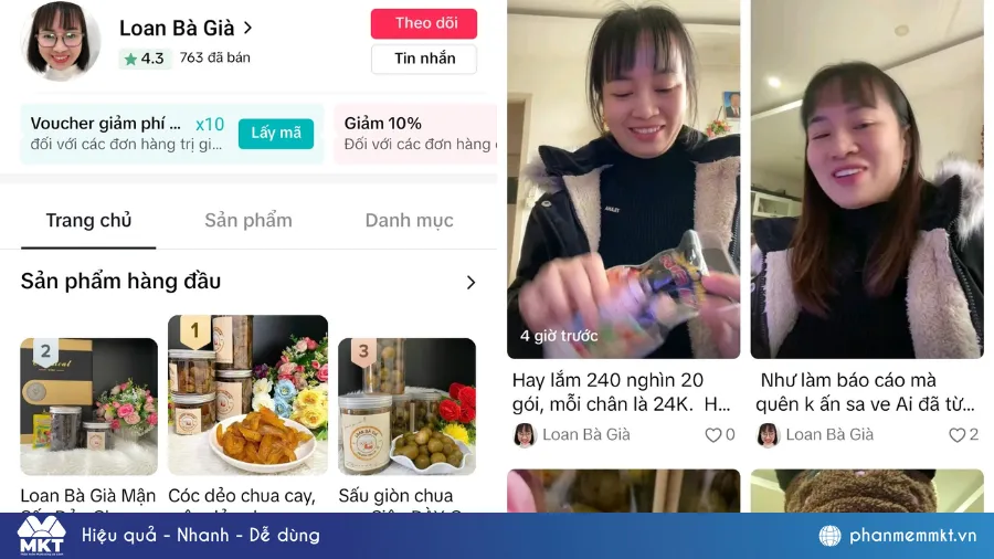 Shop đồ ăn vặt “Loan Bà Già” tăng trưởng gấp đôi doanh số nhờ ứng dụng phần mềm MKT Software