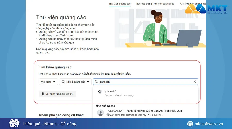 Facebook Ads Library - Tìm kiếm từ khóa Facebook