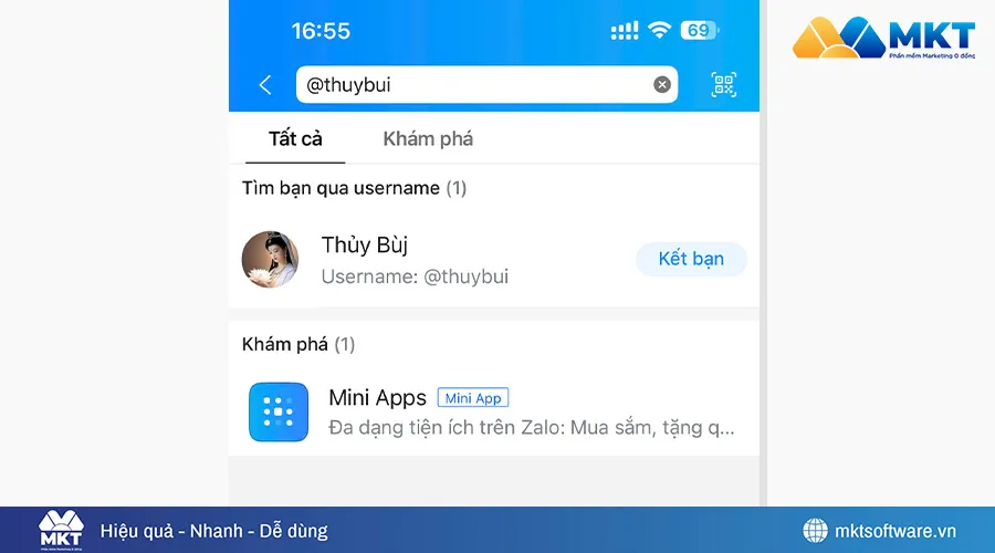 Cách tìm Zalo qua tên hoặc username