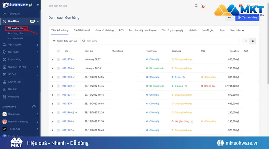 Phần mềm quản lý bán hàng Facebook Haravan page