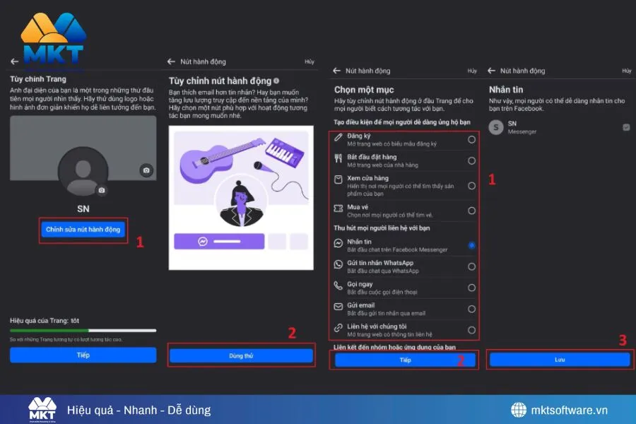 Cách tạo Fanpage bán hàng trên Facebook bằng điện thoại - Thêm CTA cho trang Fanpage
