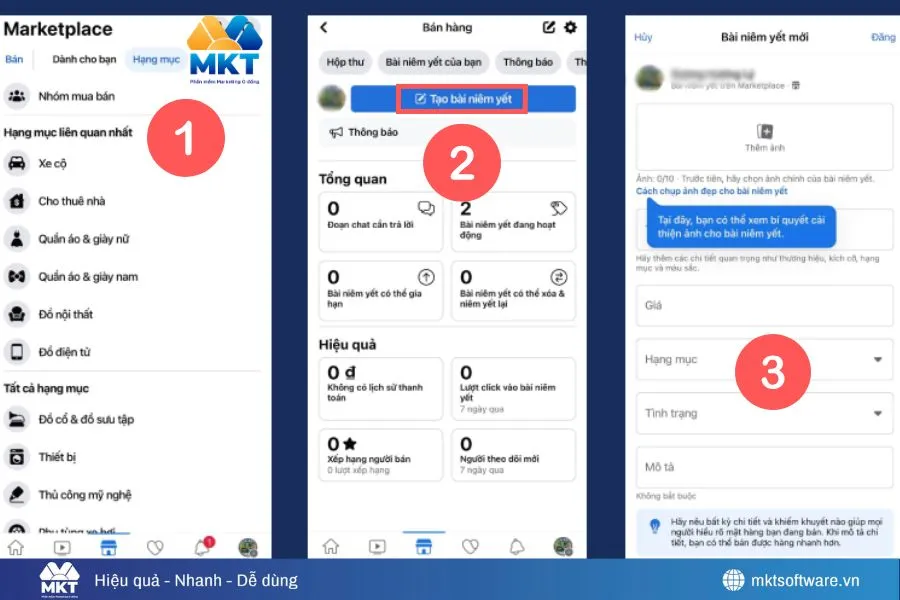 Hình ảnh minh họa về các bước đăng bán hàng trên điện thoại