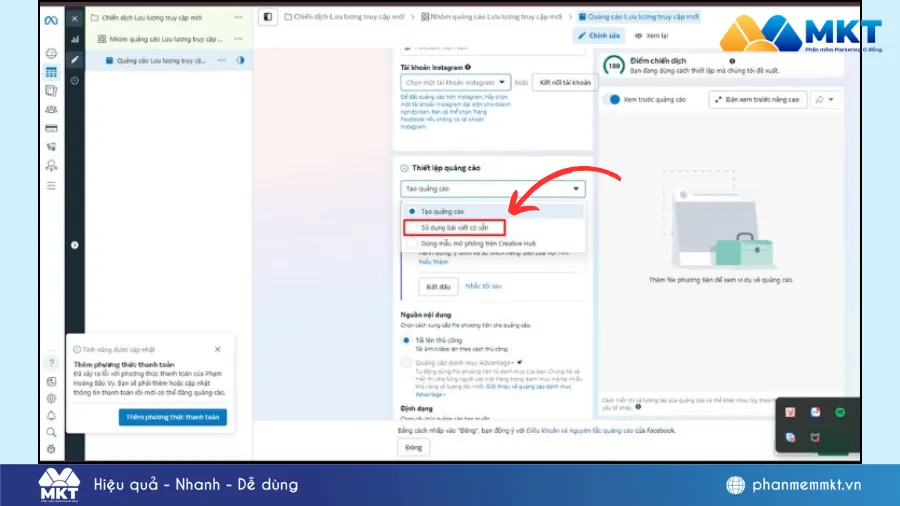 Cách chỉnh sửa bài viết đang chạy quảng cáo