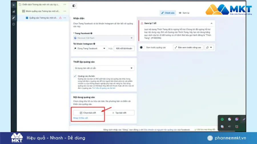 Cách chỉnh sửa bài viết đang chạy quảng cáo