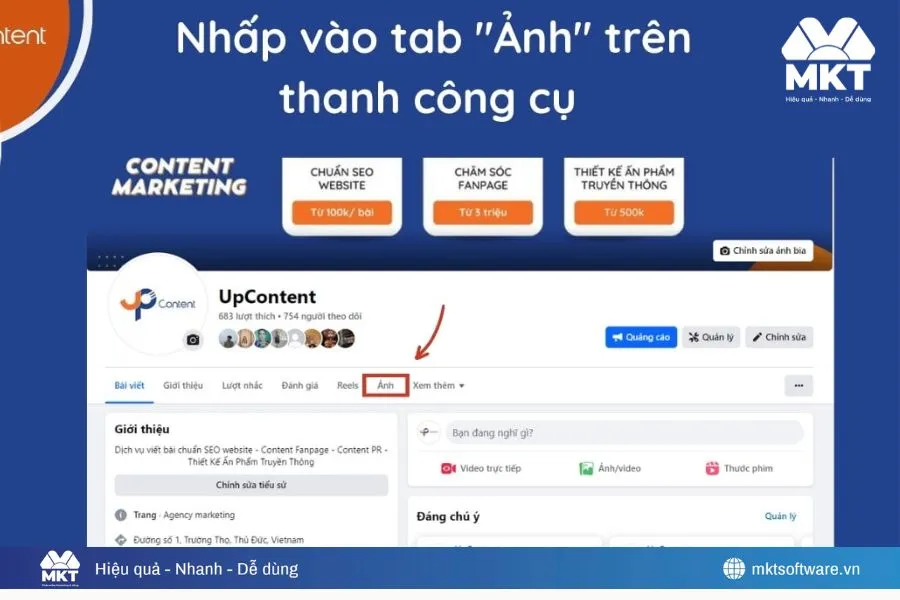 Ấn vào tab ảnh