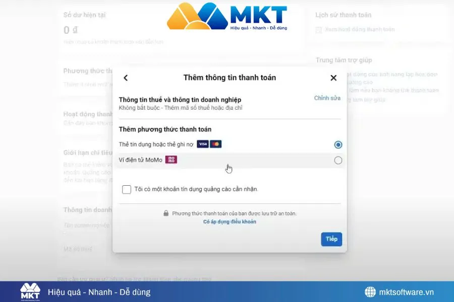 Kiểm tra kết nối giữa Momo với Facebook