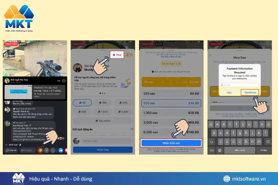 Cách mua sao trên Facebook an toàn - ủng hộ streamer dễ dàng