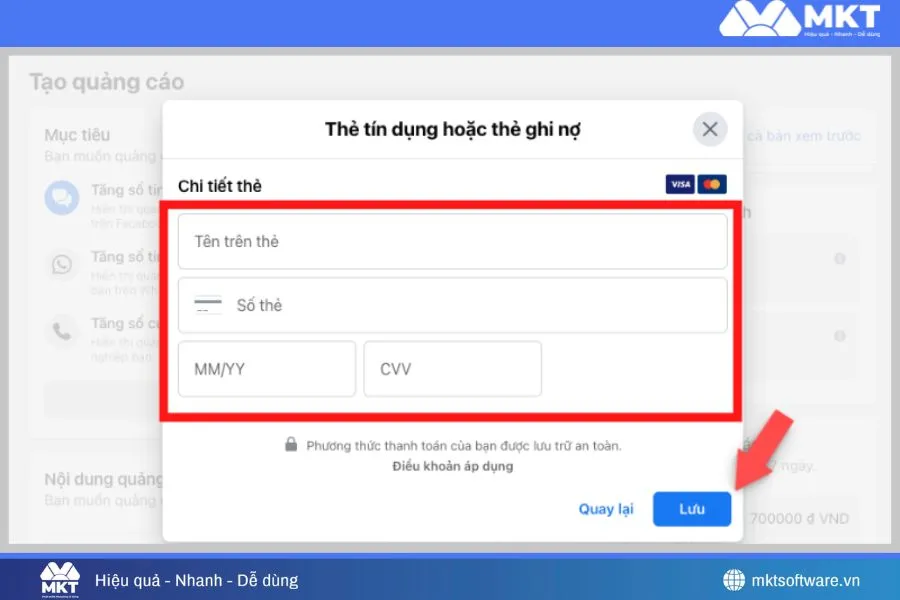Điền thông tin và chọn nút lưu lại