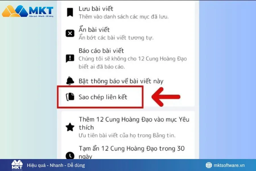 Chọn copy link