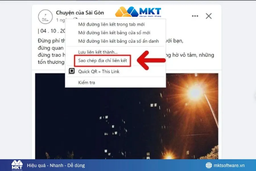 Nhấp chuột phải và chọn copy link address