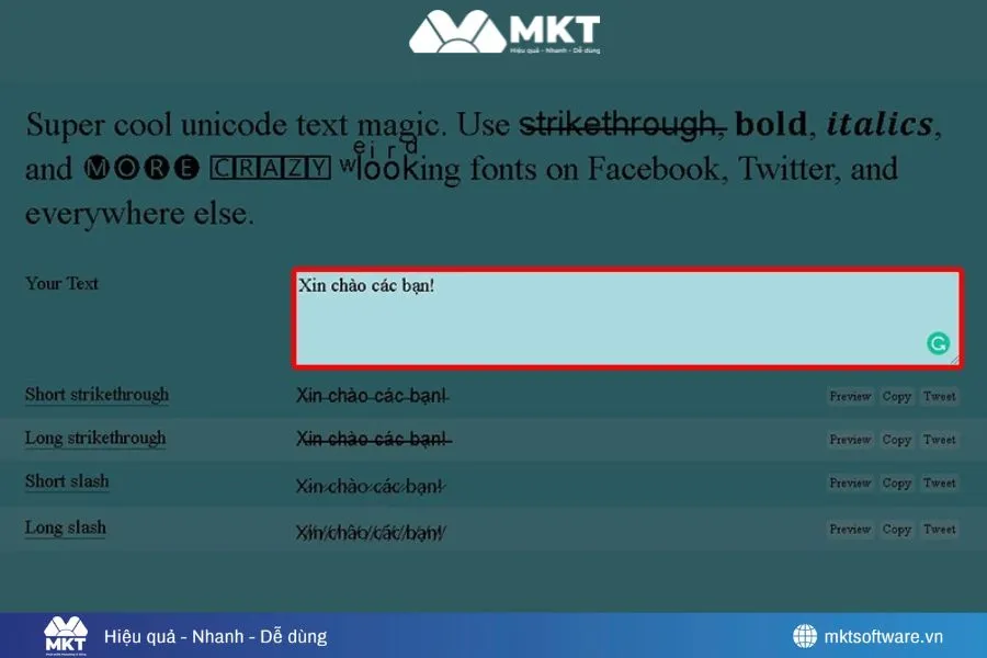 Gõ nội dung cần viết font chữ đẹp online để hệ thống xử lý
