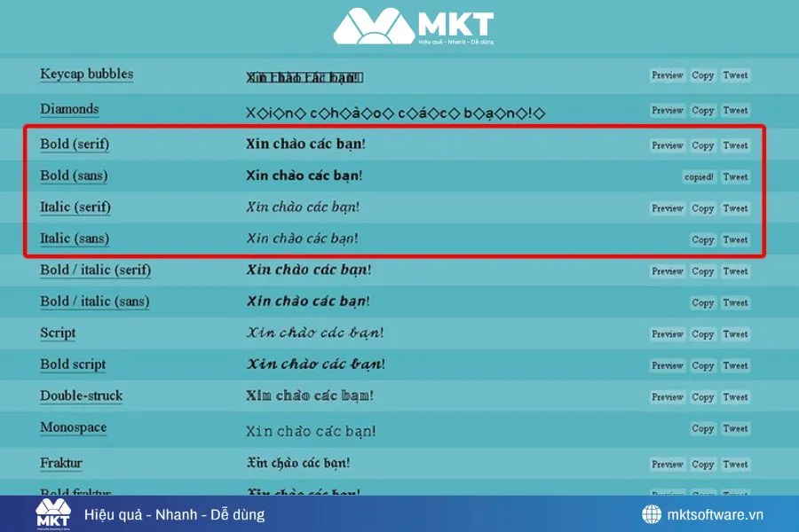 Copy từ YayText phông chữ sang bài đăng Facebook