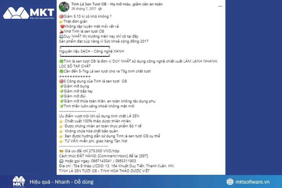 Mẫu Content bán hàng online xác thực chất lượng sản phẩm