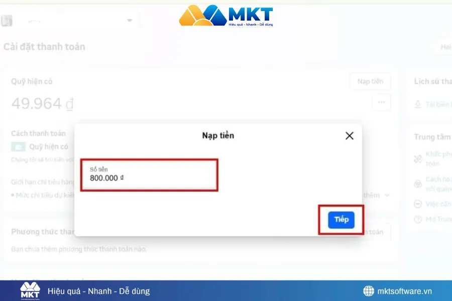 Nạp tiền quảng cáo