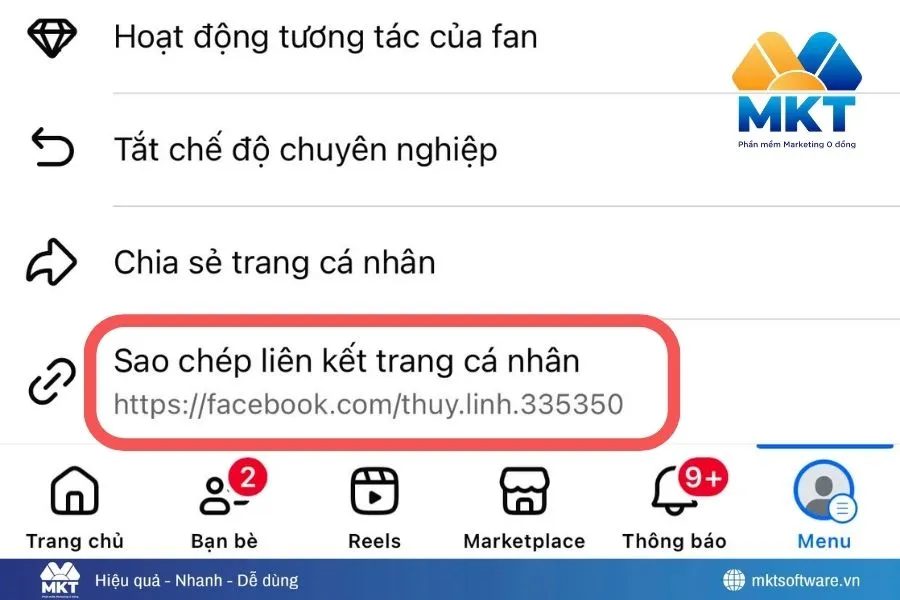 Cách gửi link trang cá nhân Facebook qua Zalo