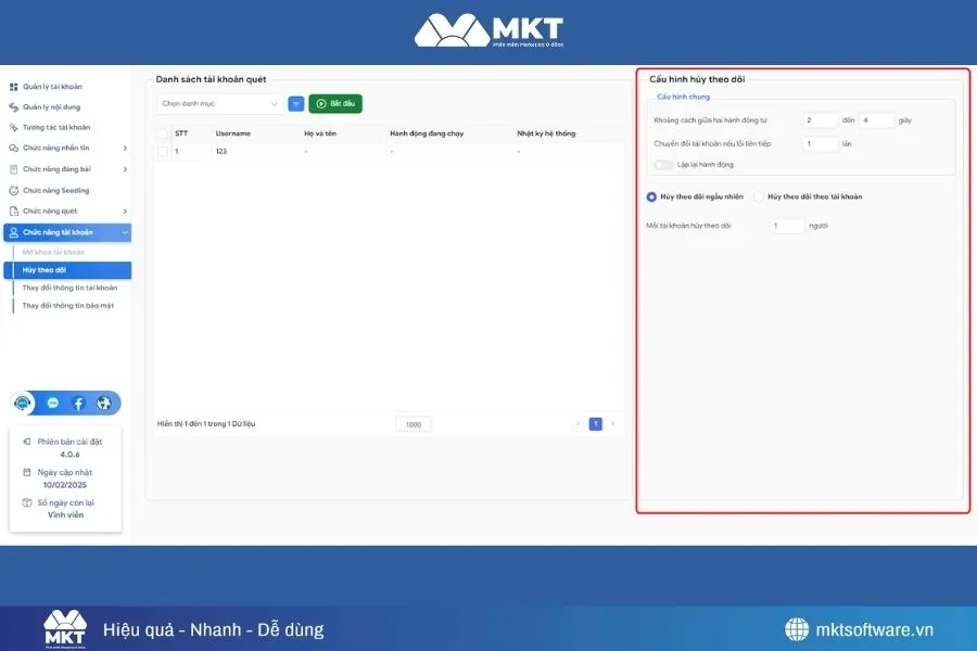 Thiết lập cài đặt chung trên phần mềm MKT Insta