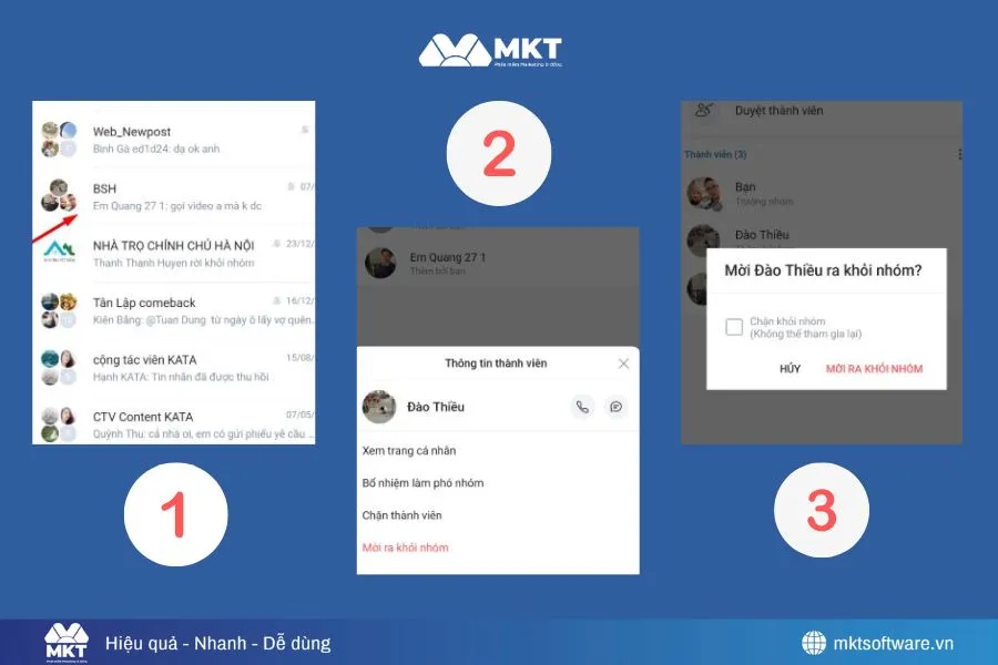 Hình ảnh minh họa 3 bước xóa khỏi nhóm Zalo mà không ai biết