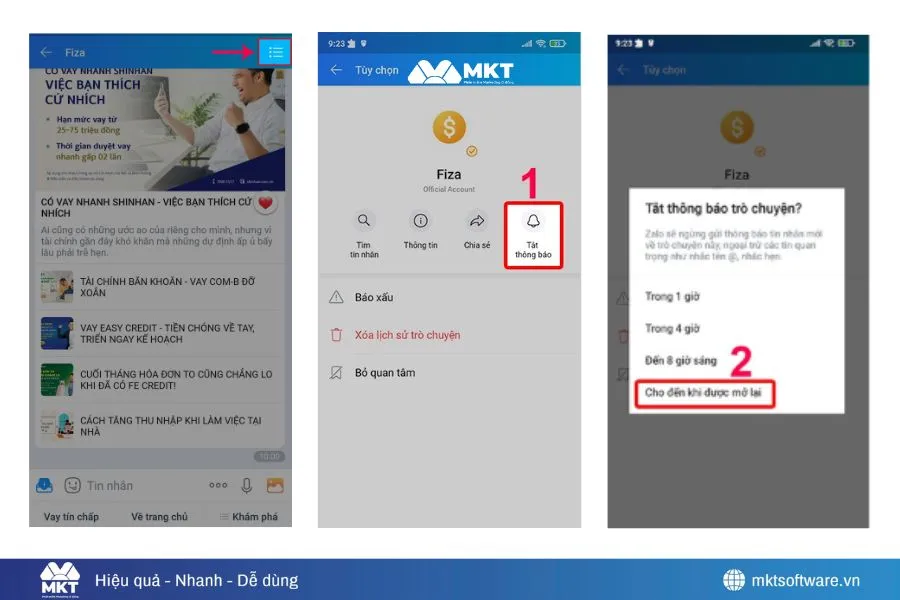 Nhấp chọn 3 chấm và tắt thông báo Nhấp chọn 3 chấm và tắt thông báo