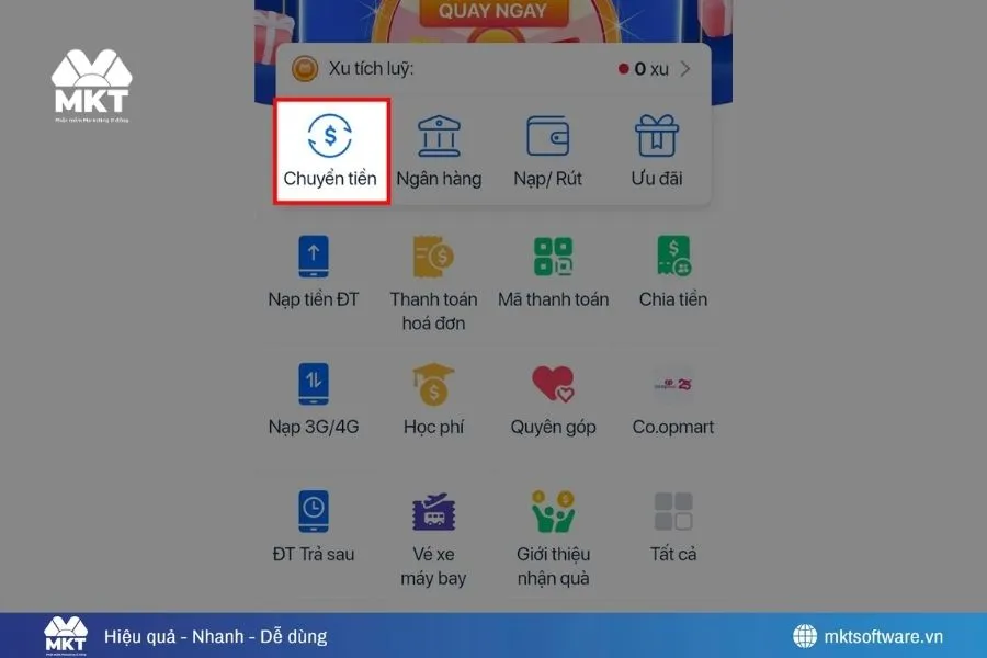 ZaloPay chuyển tiền ngân hàng