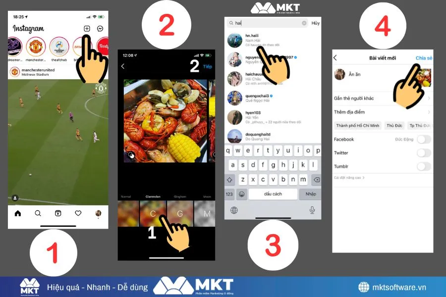 Hình ảnh minh họa về 3 bước đăng bài trên Instagram Hình ảnh minh họa về 3 bước đăng bài trên Instagram