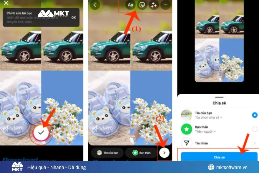 Chọn ảnh và căn chỉnh vị trí, hiệu ứng