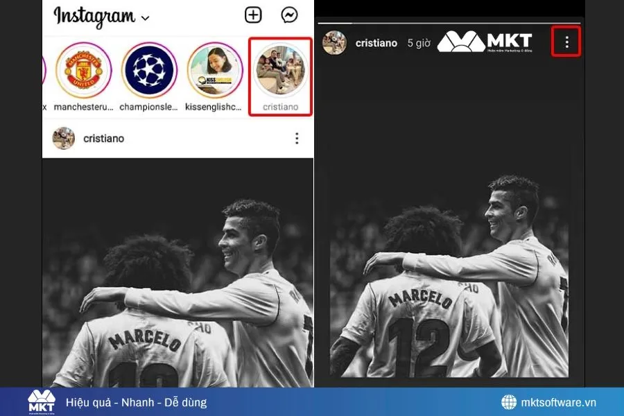 Mở IG và nhấn vào Story bạn bè