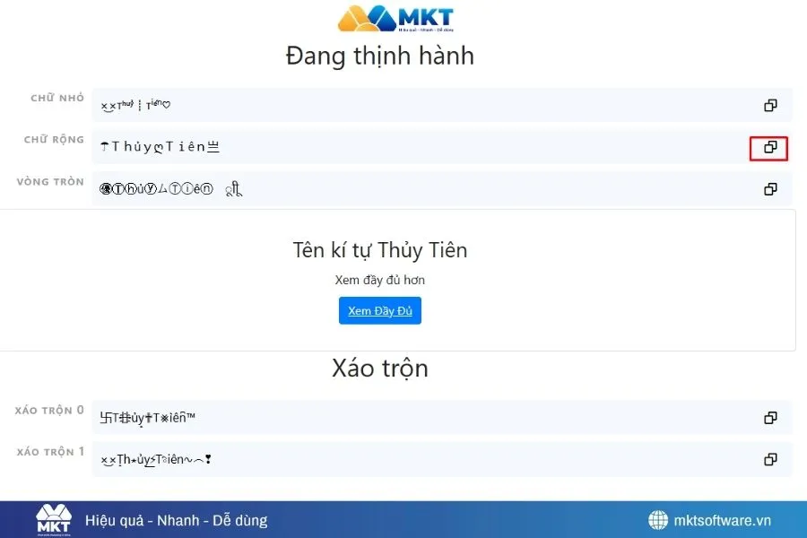 Cách tạo tên Zalo kí tự đặc biệt trên website kitudacbiet.vn