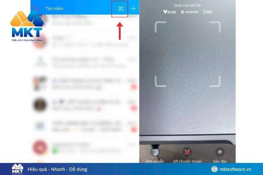 Quét QR trực tiếp bằng camera Zalo