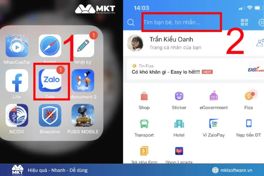 Hiện tại ứng dụng Zalo cho phép tìm nick Zalo qua tên