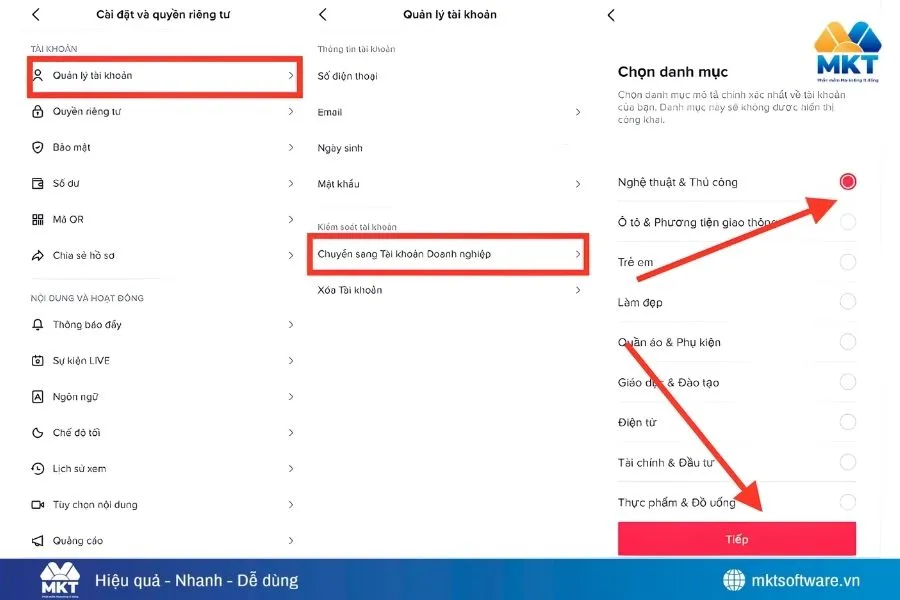 Gắn link bio TikTok cho tài khoản doanh nghiệp