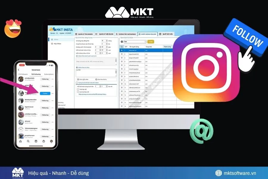 MKT Insta follow theo ngành hàng/hashtag