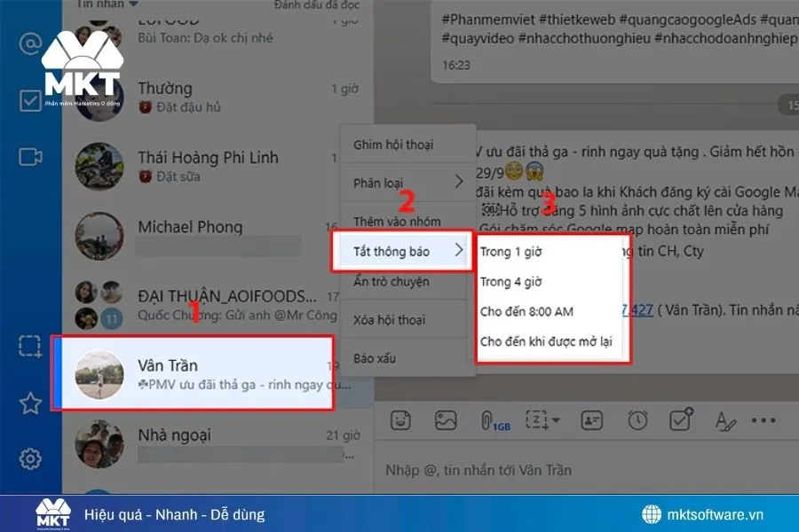 Cách tắt thông báo tin nhắn Zalo từ bạn bè, nhóm trên máy tính