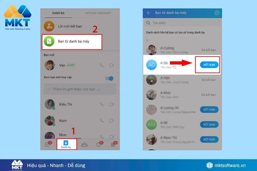Gửi lời mời kết bạn thông qua đồng bộ danh bạ