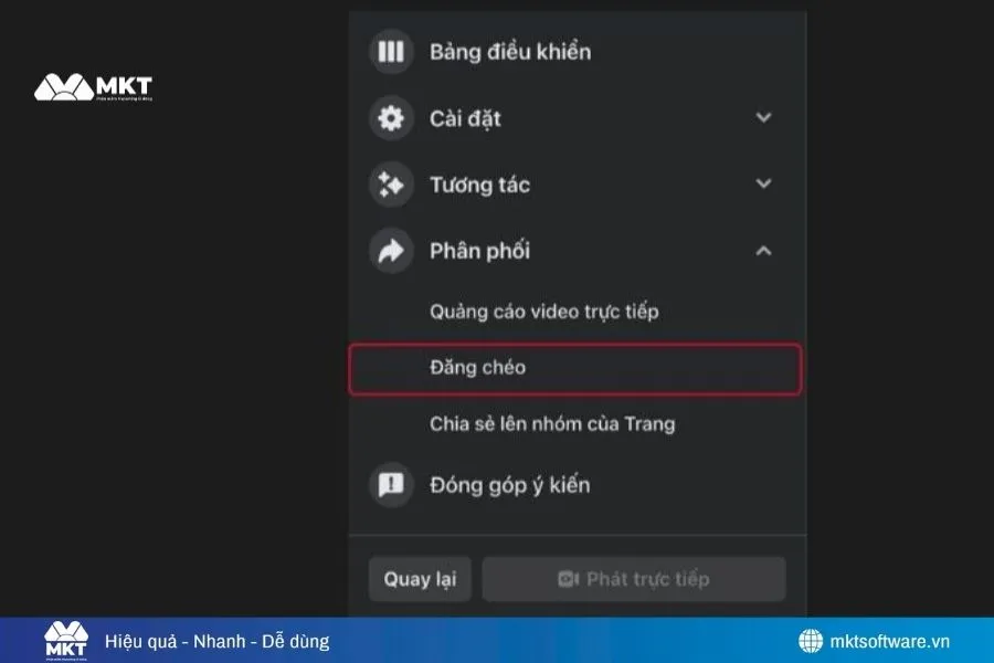Dùng tính năng đăng chéo (Cross Live) trực tiếp trên Facebook