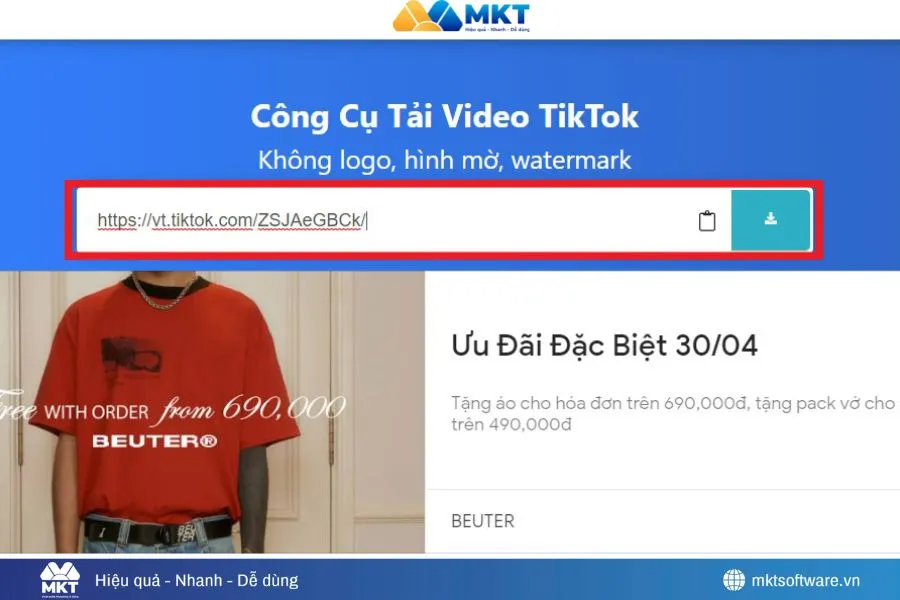 Minh họa về cách tải video không dính logo TikTok trên website SnapTik