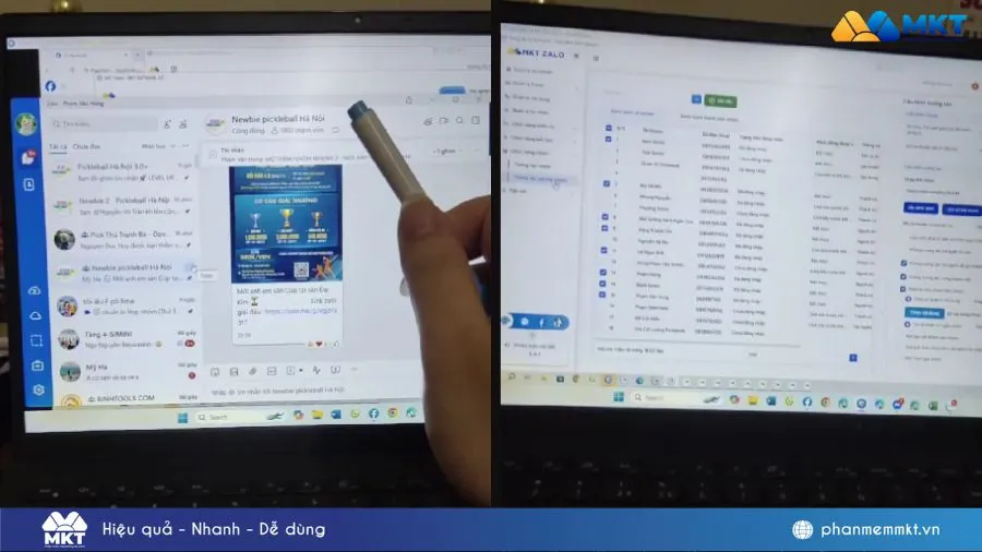 Minh họa về phần mềm MKT Zalo giúp anh Hùng xây nhóm full 1000 thành viên