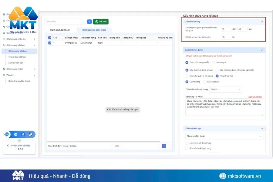 Gửi kết bạn tự động từ danh sách số điện thoại
