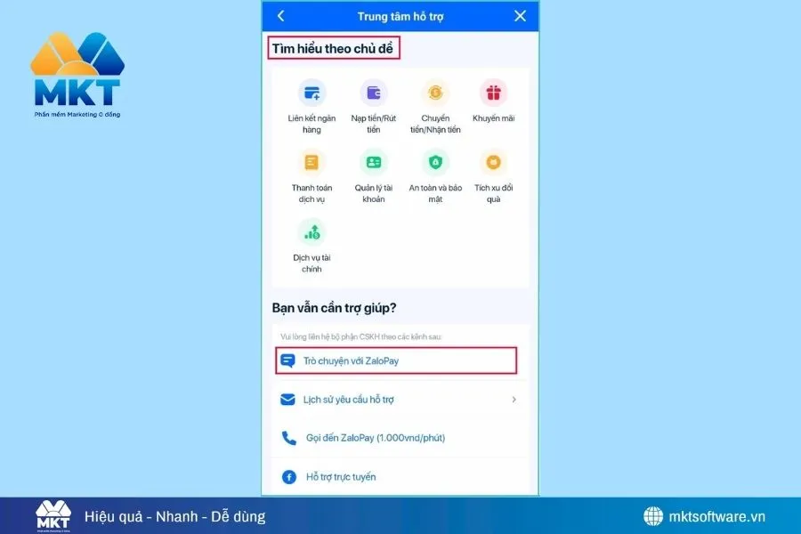 Nhắn tin trực tiếp trên ứng dụng ZaloPay