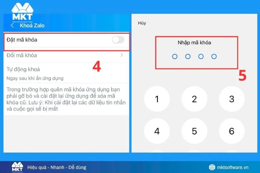 Đặt mật khẩu ứng dụng Zalo