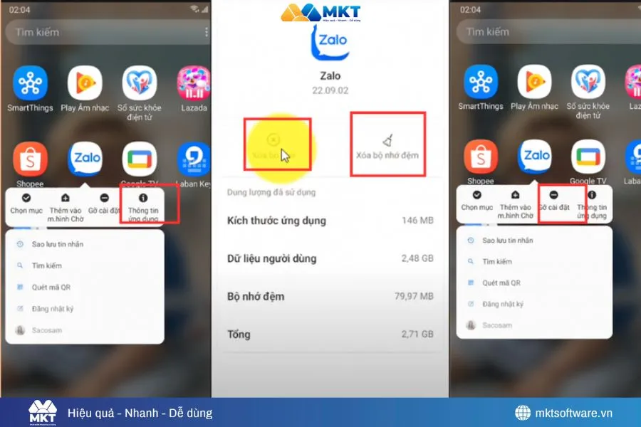 Gỡ cài đặt ứng dụng Zalo trên điện thoại