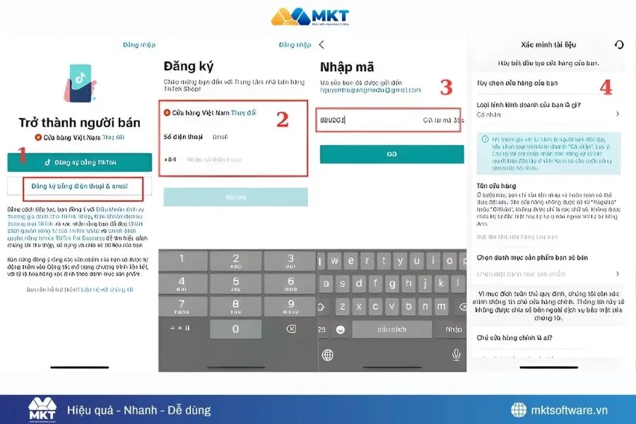Các bước đăng ký TikTok Shop bằng SĐT & email