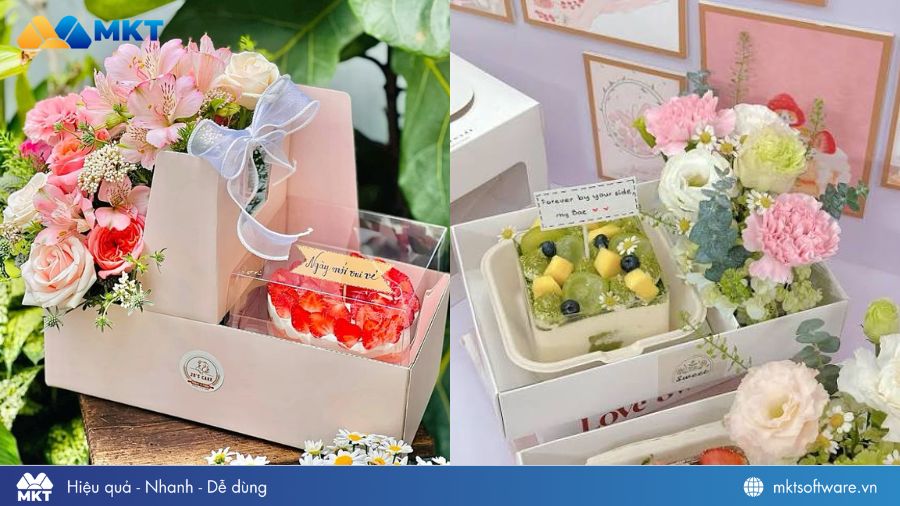 Combo bento cake kết hợp hoa tươi là mặt hàng bán chạy 20/10 phổ biến 