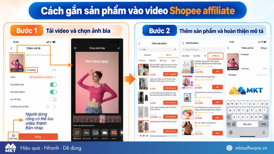 Đăng Shopee Video và gắn sản phẩm Affiliate