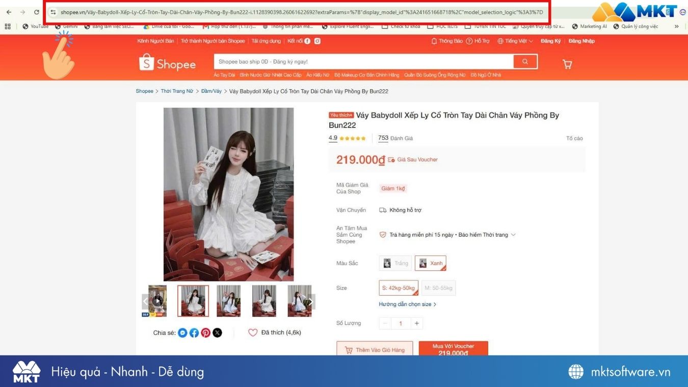 Sao chép link sản phẩm Shopee