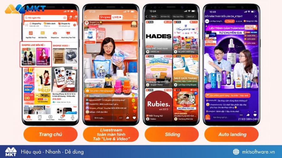 Dịch vụ hiển thị Livestream của Shopee